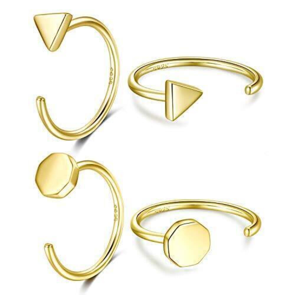 7233 Huggie Hoop Earrings 18K Gold Plated 925 Sterling Silver Triangle Dot